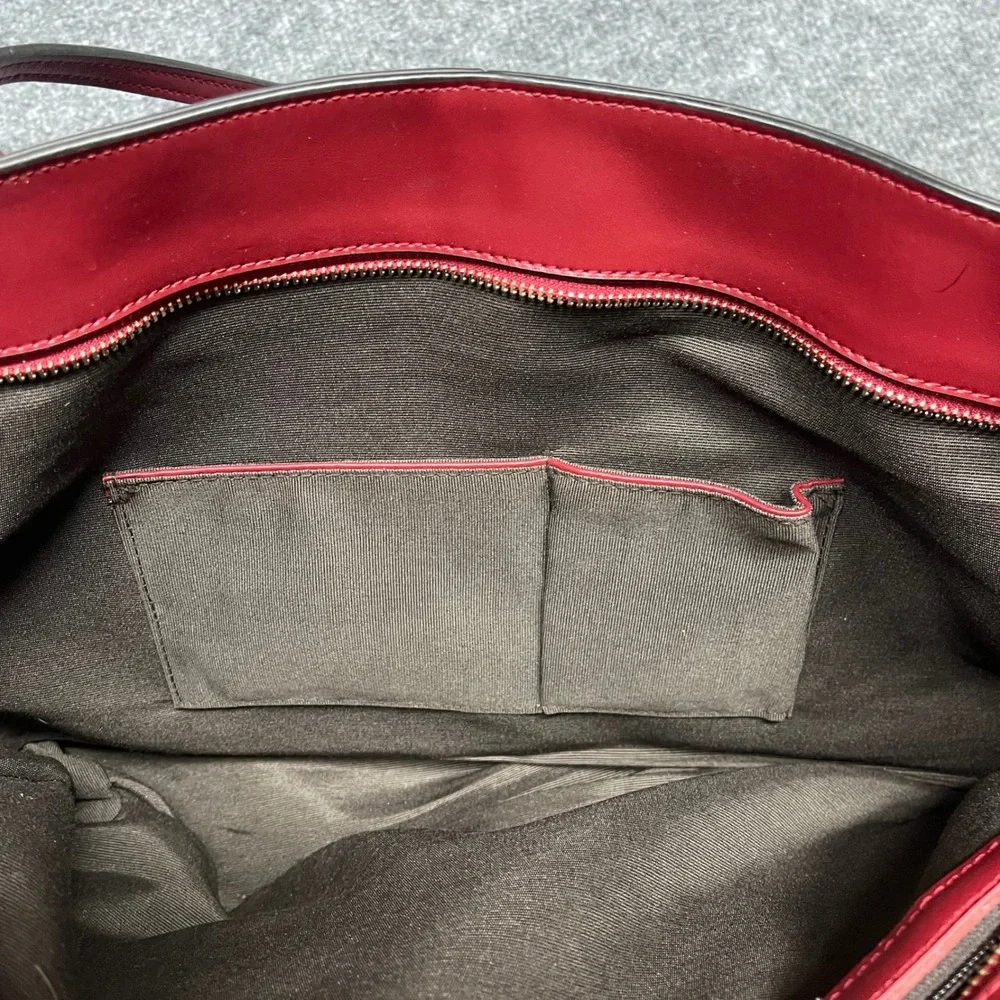 Obosoyo Women Red Tote Bag Zip Top Shoulder Bag Minimalist Work Bag - Picture 9 of 13